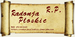 Radonja Ploskić vizit kartica